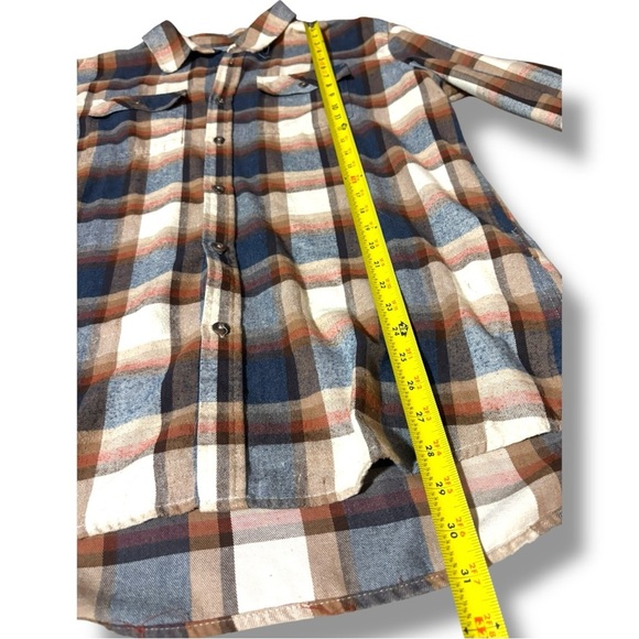 Burnside Men's Casual Plaid Long Cuffed Sleeve Flannel Blue/Brown Button Down - Picture 8 of 16